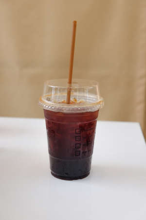 Iced americano black coffee. Take away drink conceptの写真素材