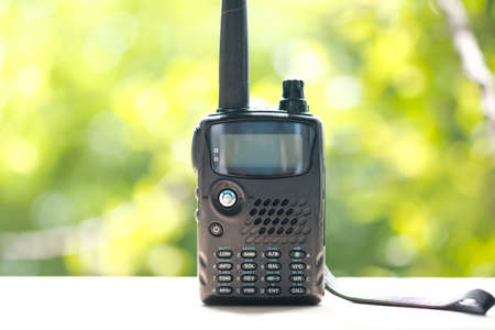 Portable radio stations, walkie-talkie. Security concept