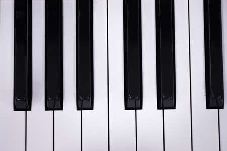 Top view of piano keys with selective focus