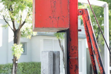 Pile driving of hydraulic drilling machines on construction site (Home renovation)