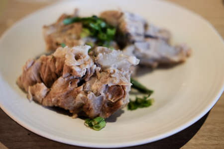Delicious Thai spicy soup with pork ribs, this is popular food in Thailand and Thai called "TOM ZAP LENG or Super LENG"の写真素材