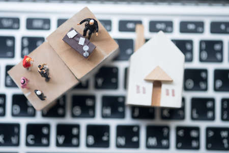 Miniature people : lawyer or financial advisor insurance broker or bank worker, concept of...