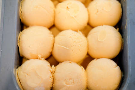 Many of Thai tea ice cream scoopsの写真素材