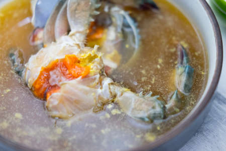Pickled sea crab eggs in fish sauce, Thai fusion food