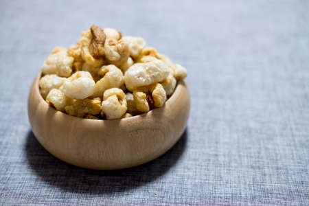 Crispy deep fried pork skin or pork rind, appetizer in Thailand