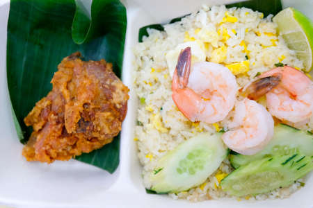 Thai fried rice in boxの写真素材