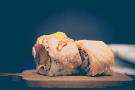 Sushi rolls with salmon. Japanese food restaurantの写真素材