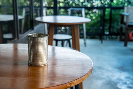 Empty canned food tin apply for decoration on table