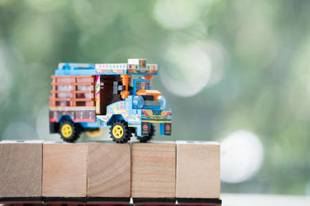 Model toy traditional Thai farming trucks transporting agriculture to the factory. Etan Thai Farm Trucks are ubiquitous on Isaan rural roadsの写真素材
