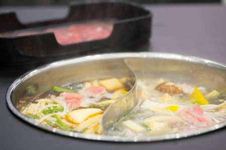 Cooking of japanese Shabu Shabu set hot pot