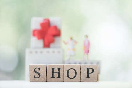 Letter block word shop. concept of new shopの写真素材