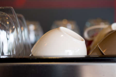 Stock of ceramic coffee cup in coffee shopの写真素材