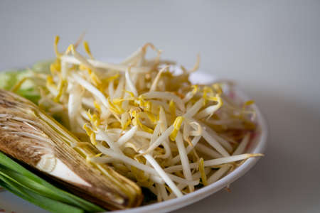 Pile of bean sprouts for eating with Pat-Thai, close upの写真素材