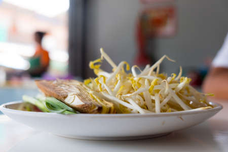 Pile of bean sprouts for eating with Pat-Thai, close upの写真素材