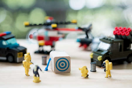 Miniature people : Police and detective are working. crime scene investigation. Cyber crimes conceptの写真素材