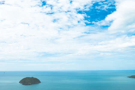 Scenery of beach and island from Khao Lom Muak viewpoint Prachuap khiri khan Thailand is just a couple of hours drive from Bangkok, located within the Prachuap Royal Air Force base (Wing 5) of Prachuap Khiri Khan Province. At 280 meters highの写真素材