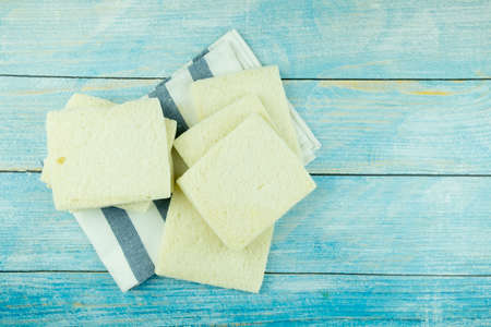 White bread wheat flour, prepare bread for breakfast. Homemade bakery of soft bread for family. Sliced bread ready to serve.の写真素材