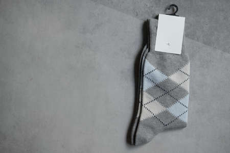 Socks winter warm knit, top view. New socksの写真素材