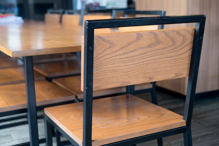Wood table and chair in cafe coffee shop restaurant
