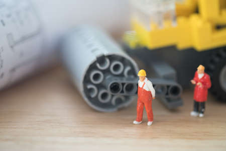Miniature people : work for building home, Home renovation concept