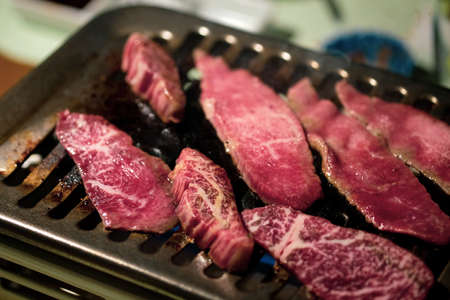 Japanese style luxury grilled beef at Hokkaidoの写真素材