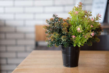 Artificial flower vase decoration in modern Living room.の写真素材