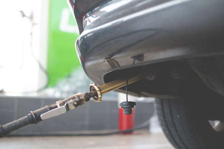 Car refuel LPG or liquefied petroleum gas. Close up