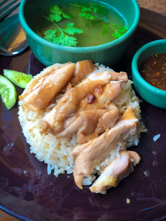 Hainanese chicken rice Teriyaki sauce. Thai style foodの写真素材