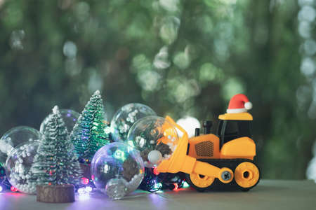 Toy with Christmas ball for decoration on Christmas tree. Festival Christmas of celebration. Preparing for the New Year holidays.の写真素材