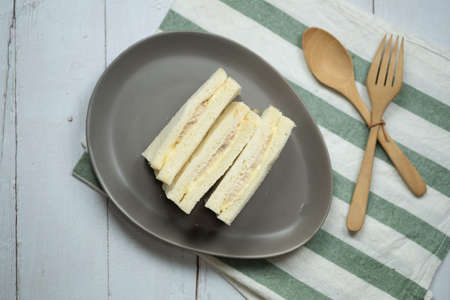 Tuna sandwich on a plate. Easy make sandwich