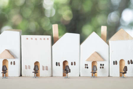 Miniature chair with home background. Concept of working at home and flexible of officeの写真素材