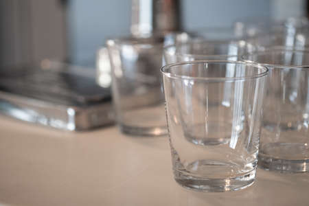 Close up of empty glass in hotel