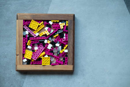 Nano blocks (mini size) in wood box various size for building imaginationの写真素材