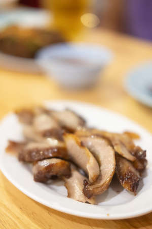 Charcoal boiled pork neck grill pork. Thai style food