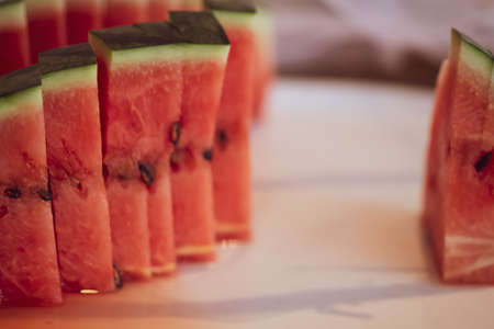 Ripe sweet sliced watermelon. Close up