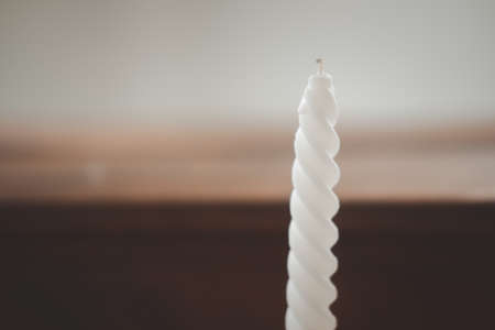 Close up of wedding white candlestick for decorationの写真素材