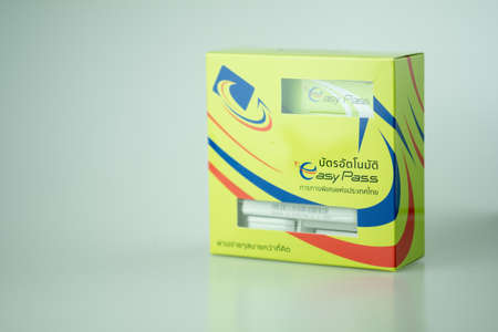 Bangkok, Thailand - April 25, 2020: Close up of Electronic toll collection (ETC) in box. Traffic on Motorway Easy Pass in Thailandのeditorial素材