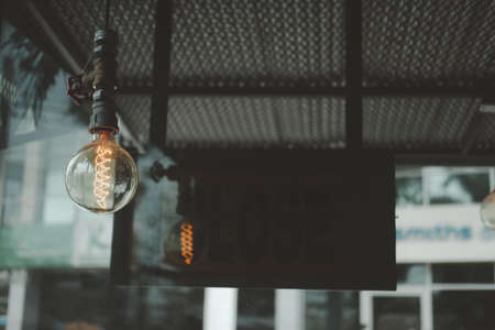 Close up of lamps in a modern cafeの写真素材