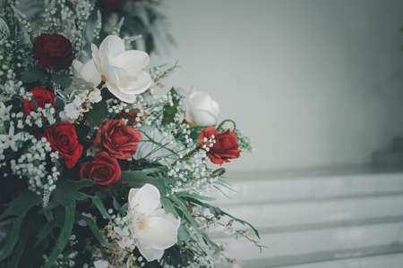 Artificial rose in a wedding reception. Close upの写真素材