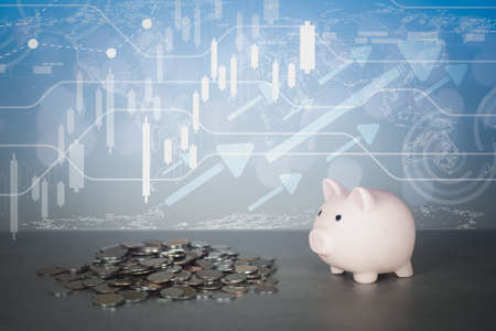 Save money for future investments and for emergency use with global network connection backgroundの写真素材