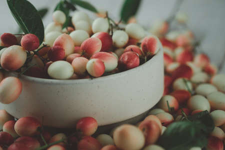 Carissa (carandas Linn, Carunda, Karonda, Bengal currants, Karanda plum or Koromcha) fruit in bowl