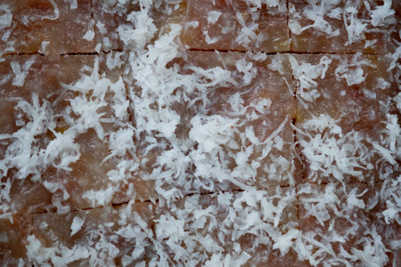 Thai dessert steamed banana cake with coconut slice. Thailand dessertの写真素材