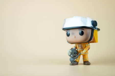 Bangkok, Thailand - August 18, 2020 : Funko Pop figure Popcultcha exclusive Bushfire Heroes Firefighter with Koala Pop!. Social care and charityのeditorial素材