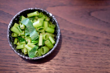 Boiled of slice morning glory for eating with noodle. Thai style foodの写真素材