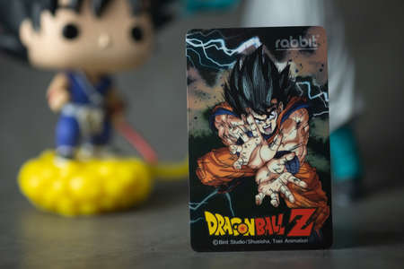 Bangkok, Thailand - November 30, 2020 : The new collection of Rabbit x Dragon Ball Z. Rabbit card is Ticket for public skytrain transportation in Bangkok, Thailandのeditorial素材