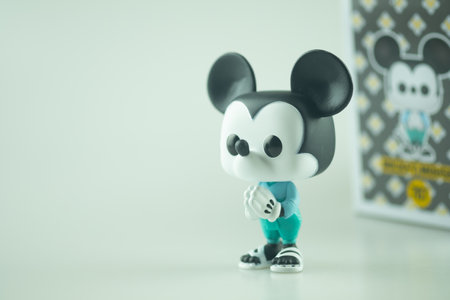 Samut Prakan, Thailand - January 13, 2021 : Funko Pop! Disney : Mickey Mouse is wearing Thailand's...