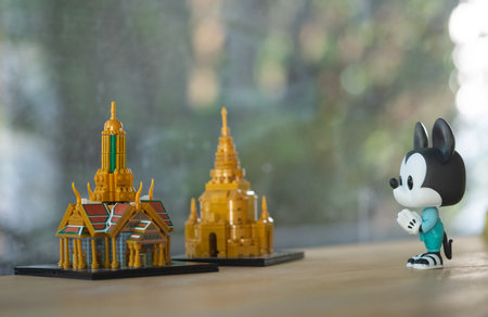 Bangkok, Thailand - January 14, 2021 : Figure model of Funko Pop! Mickey Mouse Thailandâs national costume and iconic âWaiâ pose. Mickey Go Thailand is a special project by The Walt Disney Companyのeditorial素材