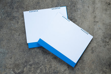 Two of blank paper desk spiral calendar. Top viewの写真素材