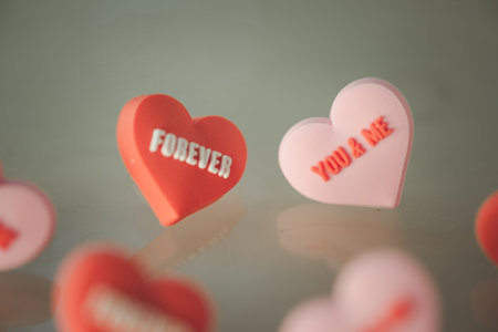 Heart shape with text of FOREVER and text of YOU & ME for valentines day concep.の写真素材