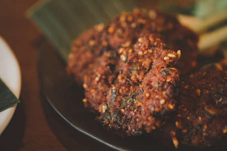 Deep fried spicy minced pork (Laab Moo Tod). Selective focusの写真素材